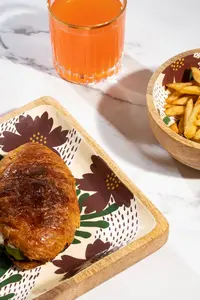 N Sons Innovation Plateau de service carré en résine émaillée manguier Art déco et plateau en bois pour la décoration intérieure, la cuisine et la salle à manger - Product Image 3