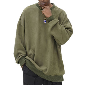 100% coton uni épais de haute qualité polaire surdimensionné col rond sweat personnalisé hommes Vintage lavage à l'acide sweat lourd - Product Image 5