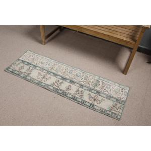 Alfombra Turca Pequeña de 1.4x4.6 pies (43x140 cm), Alfombra Vintage con Rayas Azules - Product Image 2