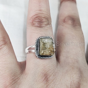 Joyería de piedra en bruto Anillo de mujer Piedra preciosa de citrino crudo natural Piedra NATAL DE NOVIEMBRE Anillo bohemio Fiesta Anillo de plata esterlina 925 - Product Image 4