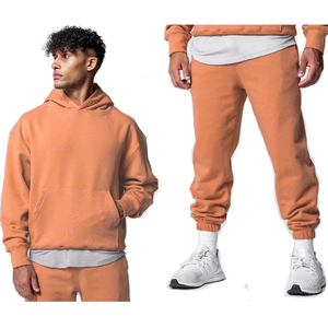 Conjuntos de entrenamiento de algodón 100% para hombre, Jersey grueso de 320g, pantalones superiores con capucha, 2 1, sudaderas deportivas para Fitness, pantalones de chándal para correr - Product Image 6