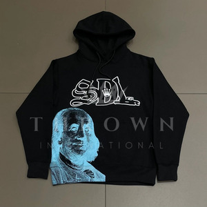 SDL Storefront Men's Winter Hoodies High Quality <b>Black</b> Cotton <b>Fleece</b> SKYDALIMIT Rhinestone Pullover Oversized Customized Colors - Product Image 1