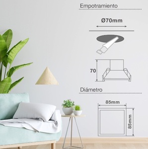 Anello LED da incasso, quadrato, nero, a temperatura regolabile, 7W, 85x85mm (GSC 200400021) - Product Image 5