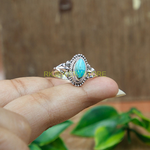 Natural <b>Turquoise</b> Pear Shape Gemstone 925 Sterling Silver Handmade Designer <b>Ring</b> for Women - Product Image 3