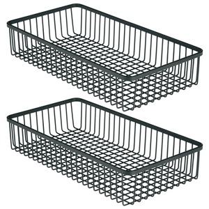 Panier de rangement de cuisine en métal de haute qualité en forme de rectangle avec revêtement en poudre noire organisateur attrayant à vendre - Product Image 3