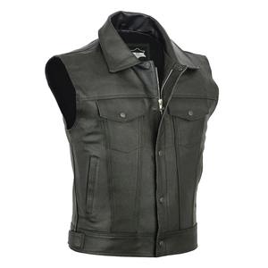 Men's Punk Style Leather Vest with <b>Stand</b> Collar Sleeveless Zipper Drawstring Hem Casual High Street Fashion for Motorcycle Fleet - Product Image 5
