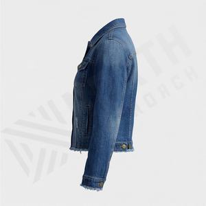 Veste en jean pour femmes, best-seller, teinture unie, brute, de haute qualité, élégante, vêtement d'extérieur tendance - Product Image 3