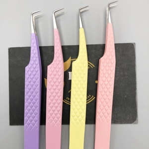 Private Label Eco-Friendly Stainless Steel Pointed Eyelash Tweezers Anti-Magnetic <b>Powder</b> Coated Smooth CNC Style Handle Manicure - Product Image 2