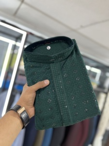 <b>Men's</b> Heavy Rayon Kurt with Lakhnawi and Sequence Work for Online Sale - Product Image 5