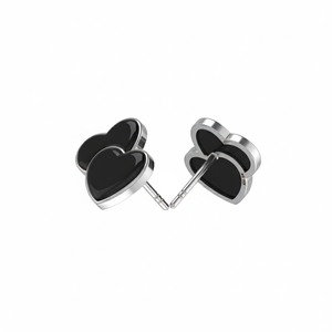 Pendientes Colgantes de Plata de Ley 925 de Primera Calidad con Perla de Agua de Mar y Ónix Negro, Diseño de Doble Corazón, Engaste de Bisel, Regalo Moderno para Bodas y Fiestas - Product Image 2