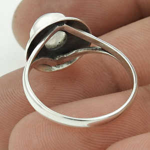 Anillo de Plata de Ley 925 con Piedra Redonda de Moda, Joyería Hecha a Mano con Piedra Natural de Luna Arcoíris, Precio al por Mayor - Product Image 4