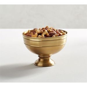 Bol à fruits de luxe en métal côtelé avec pieds dorés - Plat à collation haut de gamme pour centre de table de mariage - Bol décoratif en laiton antique - Product Image 1