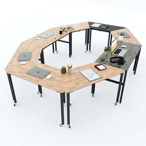Contemporary 8-piece Rubberwood Meeting <b>Table</b> Set with Lego-Style Legs HBLG013 - Product Image 1
