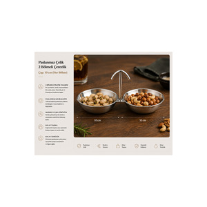 Reusable 10 cm Stainless Steel 2-Compartment Snack Bowl & Nut Serving <b>Tray</b> - Product Image 1