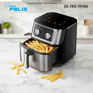 Friteuse à air électrique 8L grande capacité sans huile en acier inoxydable, design classique et moderne à double panier pour une cuisine saine à la maison et en voiture - Product Image 2