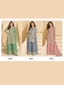 Prêt à l'emploi Faux tissu Georgette motif à manches longues Style islamique Dubai fête spéciale magnifique couleur Salwar costume avec Dupatta - Product Image 4