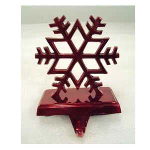Red Snow Flakes Metal <b>Stocking</b> <b>Holder</b> For Christmas Table Top Decorative - Product Image 1