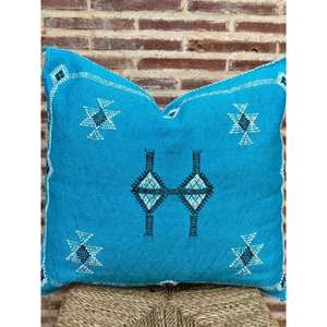 Funda de Almohada Marroquí Hecha a Mano, Funda de Cojín Tradicional Bereber, Cojín Decorativo Boho para Sofá, Almohada Decorativa de Algodón para el Hogar - Product Image 1