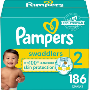 Couches jetables pour bébés Pampers Swaddlers Taille 2, 186 unités, ultra-absorbantes, en coton imprimé - Product Image 3
