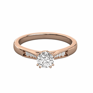 Bague solitaire de créateur en diamant rond - Product Image 5