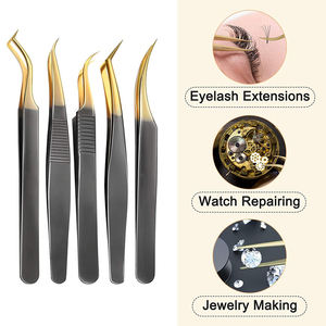 Kit Profesional de Pinzas para Extensión de Pestañas de Acero Inoxidable de 5 Piezas, Hechas a Mano, Duraderas y Antiestáticas, para Uso en Salón - Product Image 4