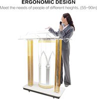 Pupitre d'Église avec Éclairage LED, Chaire en Acrylique à Roulettes – Lutrin Transparent de 46 po pour Églises, Salles de Classe et Plateformes de Lecture