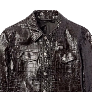 Veste en cuir ajustée de style zippé avec un design texturé pour l'extérieur et les voyages, légère, confortable et décontractée - Product Image 5