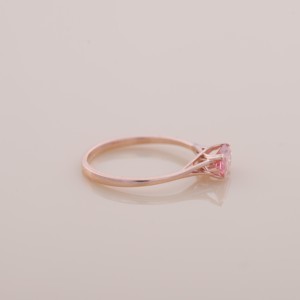 Anillo solitario de oro macizo de 14 quilates en oro rosa, amarillo y blanco con diamante rosa marquesa de 0.64 quilates, joyería fina para mujer. - Product Image 5