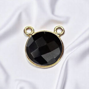 Plata de Ley 925, Micky Mouse, fianza, redondo, negro, ónix, piedras preciosas, fabricación de joyas, conector, oferta limitada, venta al por mayor - Product Image 1