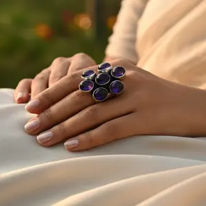 "Moissanite <b>Ring</b> <b>for</b> <b>Women</b> with 925 Silver and Amethyst Gemstone" - Product Image 3