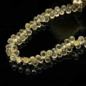 Cuentas de lágrima facetadas de cuarzo limón cuentas de Briolette de cuarzo limón Natural para COLLAR COLGANTE pendientes fabricación de joyas artesanías - Product Image 2