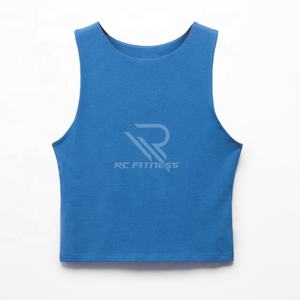 Top Corto de Verano para Mujer con Logotipo Personalizado, Top Corto de Algodón Blanco Acanalado, Top Corto sin Mangas con Espalda Cruzada - Product Image 1