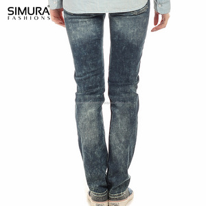 Jeans durables à jambe large, taille haute, coupe droite et ample, en Spandex/Coton, écologiques, séchage rapide, service OEM, vente en gros - Product Image 3