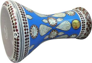 Gawharet El Fan - Darbuka Egipcia Profesional de 17.5 Pulgadas con Perla Azul en Forma de Lágrima - Product Image 2