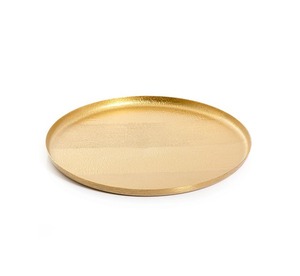 Gold Finished Round Metal Serving <b>Tray</b> Eco-Friendly Handicraft for Home and Wedding for Tabletop Food and <b>Drinks</b> Serving - Product Image 1