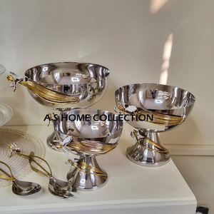 ชามเสิร์ฟอาหาร3อิน1ชามสแตนเลสสีทองทรงกลมขนาดออกแบบได้ตามต้องการ - Product Image 2