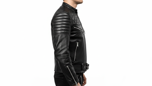 Chaqueta Bomber de Cuero Genuino Negro para Hombre Maikai, Cuello en V, Cierre de Cremallera, Estilo Casual Otoñal, Corte Regular, Ecológica - Product Image 4