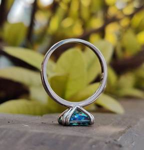 แหวนแต่งงานสำหรับผู้หญิงแหวนหมั้นเพชรโมอิสสีทองสดใส10kt - Product Image 5