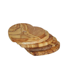 Ensemble de sous-verres en bois d'olivier gravé en forme de cœur, écologique et durable, 9 cm, 8 mm d'épaisseur, style méditerranéen, marque INTERCRAFT, vente en gros - Product Image 3