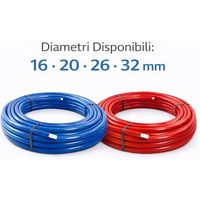 Tuyaux de plomberie multicoques isolés en polyéthylène souple Isoclima Modern, bleus, diamètre intérieur 16 mm, longueur 12,5 m, pour utilisation avec l'eau
