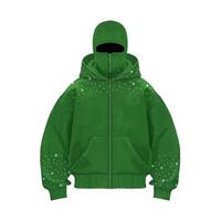Sudadera con Capucha de Algodón Grueso para Hombre con Diseño de Máscara Ninja y Pedrería Personalizada