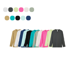 T-shirt 100% coton à manches longues original 230gsm tissu tricoté lourd personnalisé couleur unie style décontracté T-shirt pour hommes - Product Image 4