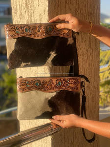 Cartera de mano de cuero con tallado a mano, cartera de mano de cuero genuino, Cartera de cuero occidental, carteras con estilo único para mujer - Product Image 2