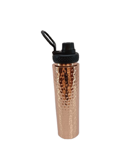 Portable 1000ml Hammered & Polished Copper <b>Metal</b> <b>Water</b> <b>Bottle</b> with Flip Open Lid for Ayurveda Drinkware Home Outdoor Office Use - Product Image 1