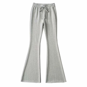 Pantalones Deportivos Holgados de Algodón Transpirable para Mujer, Color Sólido, Cintura Alta con Cordón, Estilo Jogger con Pierna Recta - Product Image 2