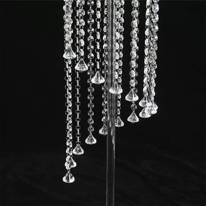 Janji bunga panjang pernikahan berdiri kristal rumbai lorong dekorasi akrilik meja bunga berdiri - Product Image 3