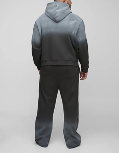 Survêtement pour homme de haute qualité 100% coton, logo personnalisé imprimé à l'écran, streetwear confortable, délavage acide croisé, hiver, 2 pièces - Product Image 6