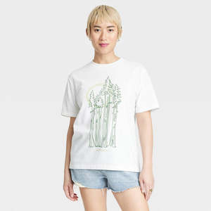 T-shirt da donna bianca a maniche corte, taglia M, 100% cotone, stile Y2K, con grafica 'Happy Earth Day Tall Trees', in jersey traspirante, vestibilità aderente, taglie XS-XL - Product Image 1