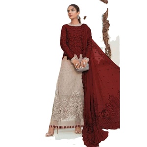 Superbes styles de costumes pour femmes avec broderie intégrale en filet et travail manuel - Product Image 1