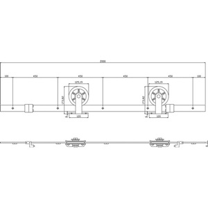 INTERSTEEL Complete Set Wall Mounting <b>Black</b> Wooden Doors Sliding System 450120 100 Kg Capacity Curtain Poles Tracks Accessories - Product Image 3